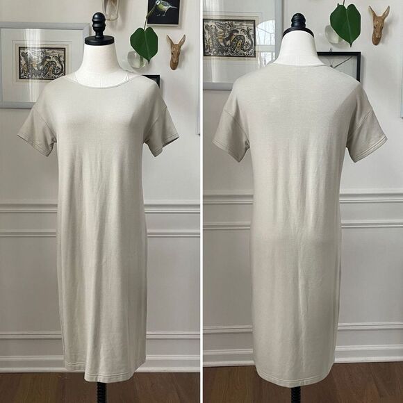 Lafayette 148 New York Taupe Stretchy Shift Dress P S - Picture 1 of 6